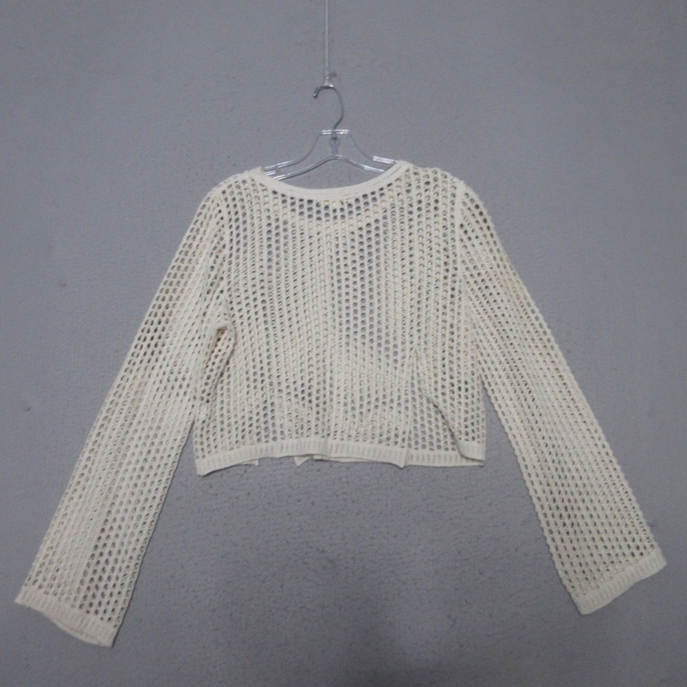 Rebellion Again Sweater XS Open Knit Crochet Cropped Boho Cotton Beachy Festival - Picture 2 of 11